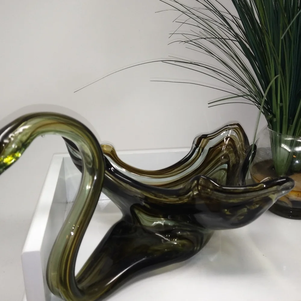 Glass Swan Dish